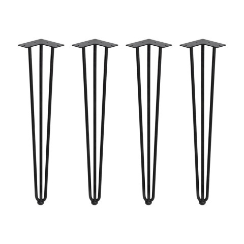 Lot de 4 pieds Hairpin de 3 fils par table, hauteur 710mm, Acier, Peint en noir