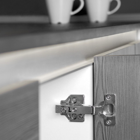 Emuca Lot de 20 charnières droites X92 avec fermeture amortie et embase à visser, Hauteur 0, Acier, Nickelé