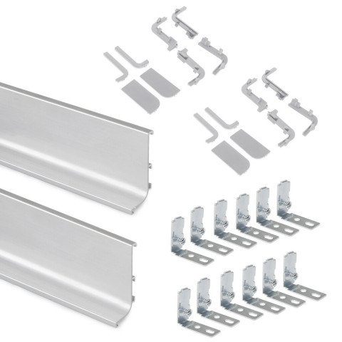 Kit de 2 profils supérieurs Gola pour meubles de cuisine, longueur 2,35m, avec accessoires, Aluminium, Anodisé mat