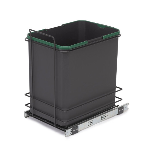 Poubelle de recyclage pour montage inférieur et extraction manuelle pour meuble de cuisine Recycle 1x35 litres, Plastique gris anthracite