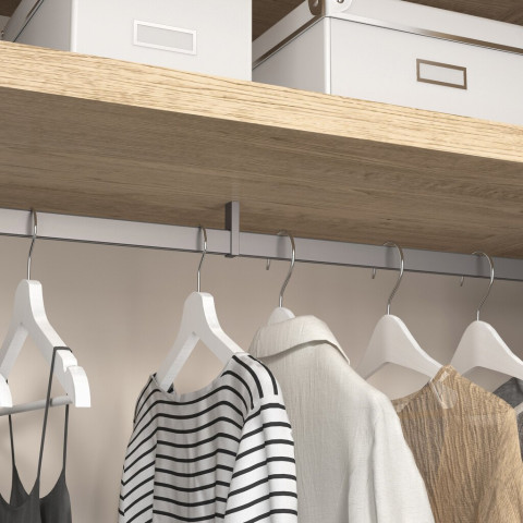 Lot de 2 rails de penderie Luxe avec supports, Aluminium et Plastique, couleurs  & longueurs au choix