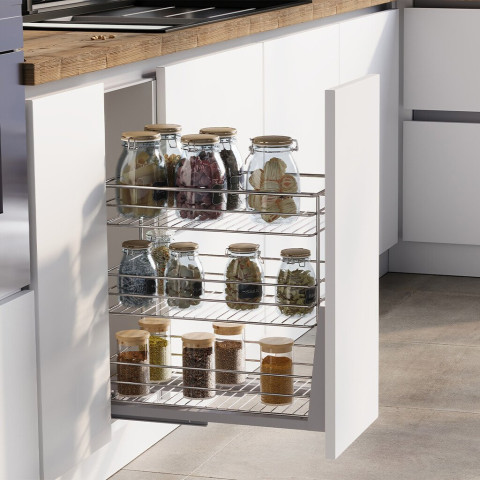 Chariot coulissant Supra avec fixation inférieure à fermeture amortie, acier, chromé - dimensions aux choix