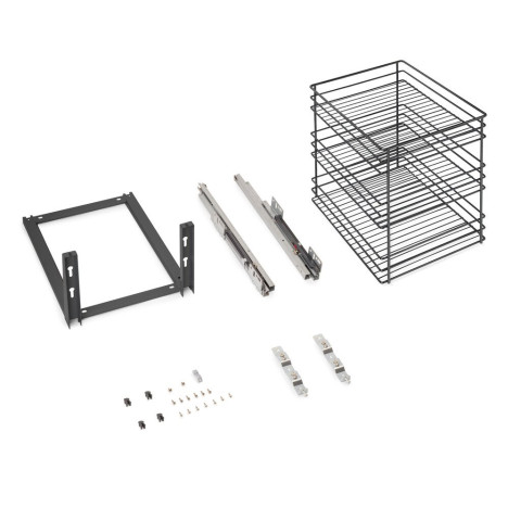 Chariot coulissant Titane avec fixation inférieure à fermeture amortie, module 400mm, acier, Gris anthracite