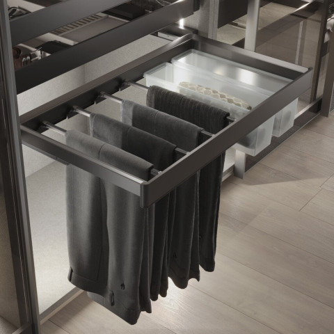 Kit de porte pantalon à 7 tringles et rack ajustable Quartz pour armoires