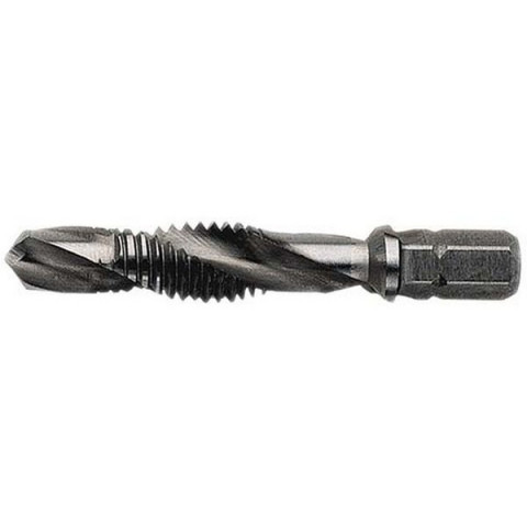 Foret taradeur à queue hexagonale 1/4'', Filetage : M8, Pas 1,25 mm, Ø du foret hélicoïdal 6,8 mm, Long. totale : 50 mm