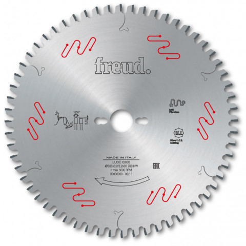 Lame gouge pour panneaux revêtus deux faces freud - ø250 3,4/2,4 al30 z54 double gouge - f03fs09537 -lu3c 0204