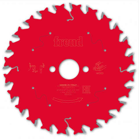 Lame pour scie circulaire portative freud - ø130 2,4/1,6 al20 z24 ba 15° - f03fs09665 -fr03w001h