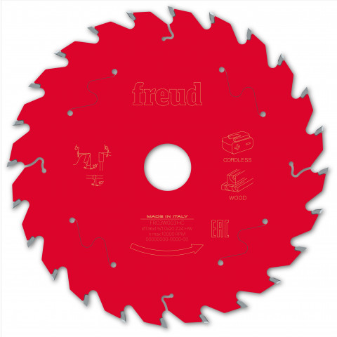 Lame pour scie circulaire portative sans fil freud - ø136 1,45/1 al20 z24 ba 20° - f03fs10044 -fr03w003hc