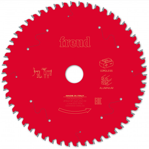Lame pour scie circulaire portative sans fil freud - ø160 1,8/1,3 al20 z54 tp 0° - f03fs10085 -fr06a002hc