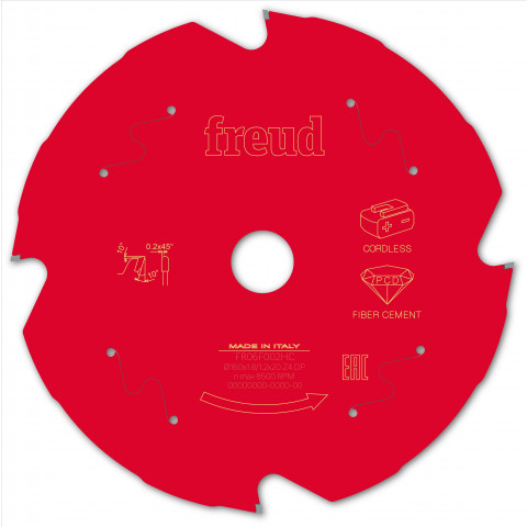 Lame diamant pour scie circulaire portative sans fil freud - ø160 1,8/1,2 al20 z4 td 10° - f03fs10095 -fr06f002hc