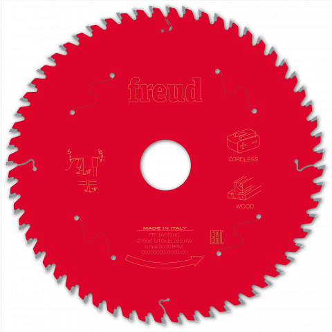 Lame pour scie circulaire portative sans fil freud - ø190 1,45/1 al30 z60 ba 10° - f03fs10060 -fr13w013hc