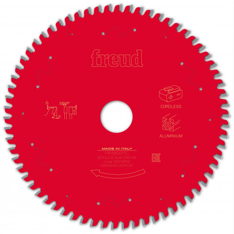 Lame pour scie circulaire portative sans fil freud - ø210 2/1,4 al30 z66 tp 0° - f03fs10092 -fr15a001tc
