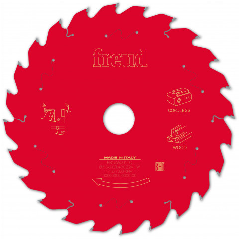Lame pour scie circulaire portative sans fil freud - ø216 1,7/1,2 al30 z24 ba 25° - f03fs10070 -fr16w001tc