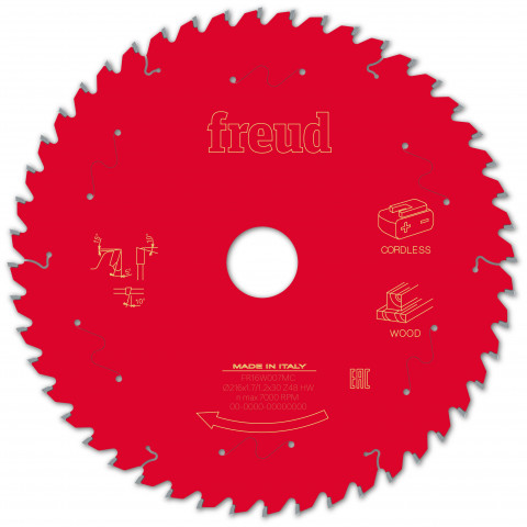 Lame pour scie circulaire portative sans fil freud - ø216 1,7/1,2 al30 z48 ba 5° - f03fs10062 -fr16w007mc