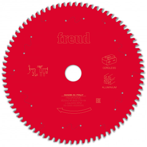Lame pour scie circulaire portative sans fil freud - ø250 2,4/1,8 al30 z78 tp 0° - f03fs10090 -fr23a002mc