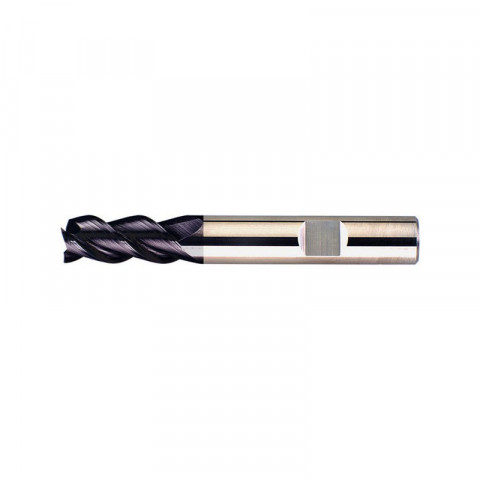 Fraise longue, 3 dents, 45°, en carbure monobloc, recouverte de TiAIN, Ø d1 - h10 : 4,0 mm, Long. totale l1 57 mm, Long. coupe l2 8 mm