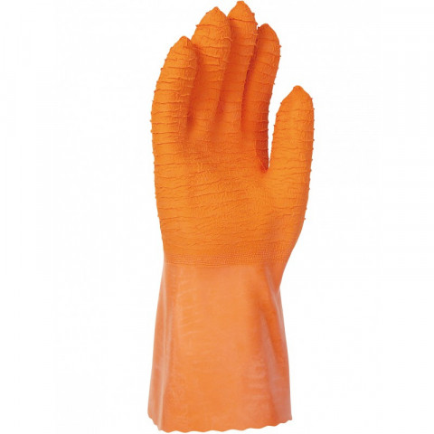 Gant protection chimique anti chaleur singer orange coton interlock 30cm coupé cousu paume crêpée - Taille au choix