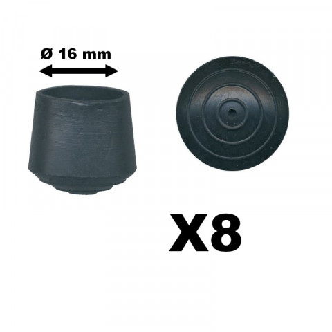 Gpi - lot de 8 embouts enveloppant ø 16 mm anti-dérapants spécial chaises à pieds tubulaires