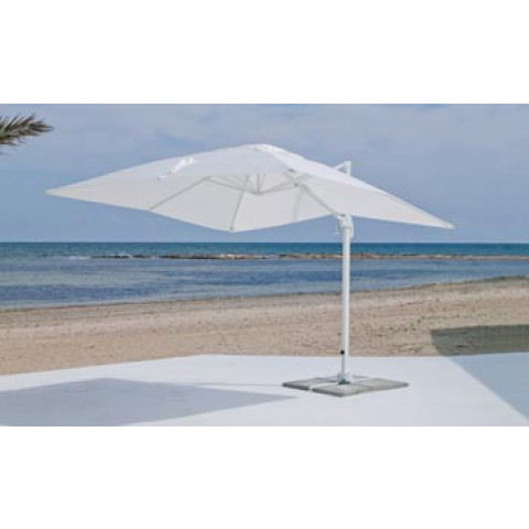 Grand parasol de jardin gaban en aluminium mat blanc toile blanc, hev31237