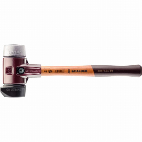 Maillet halder simplex caoutchouc chargé, avec pied intégré / métal doux, avec boîtier en fonte malléable et manche en bois de haute qualité - d=80 mm - 3029.280