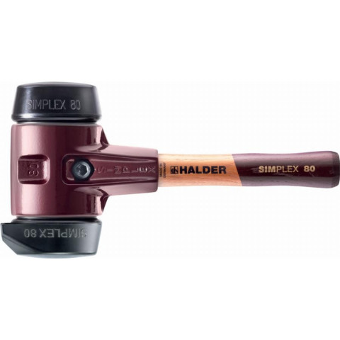 Maillet halder simplex caoutchouc chargé, avec pied intégré / avec boîtier en fonte malléable et manche en bois de haute qualité - d=80 mm - manche extra-court - 3022.282
