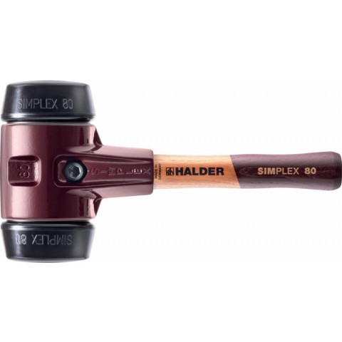 Maillet halder simplex caoutchouc chargé avec boîtier en fonte malléable et manche en bois - d=80 mm - manche extra-court - 3002.082