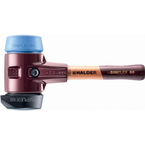 Maillet halder simplex caoutchouc chargé, avec pied intégré / tpe souple, avec boîtier en fonte malléable et manche en bois de haute qualité - d=80 mm - manche extra-court - 3012.282