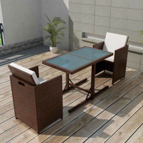 Vidaxl jeu de mobilier de jardin 7 pcs marron résine tressée