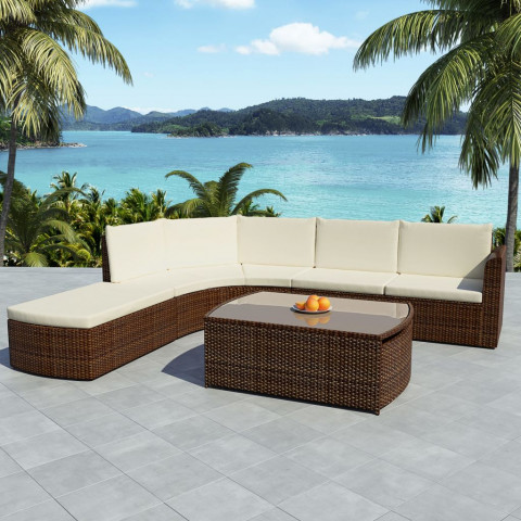 Vidaxl Vidaxl Mobilier De Jardin 15 Pcs Marron Resine Tressee