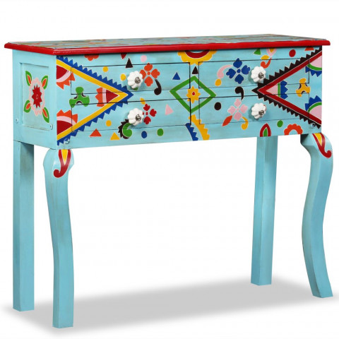 Vidaxl table console bois de manguier massif peint à la main (couleur au choix)