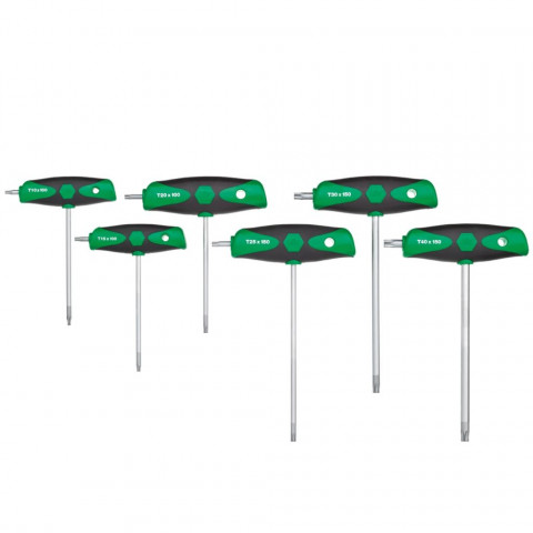 Wiha comfortgrip jeu de clés à poignées en t 6 pièces vert 26248