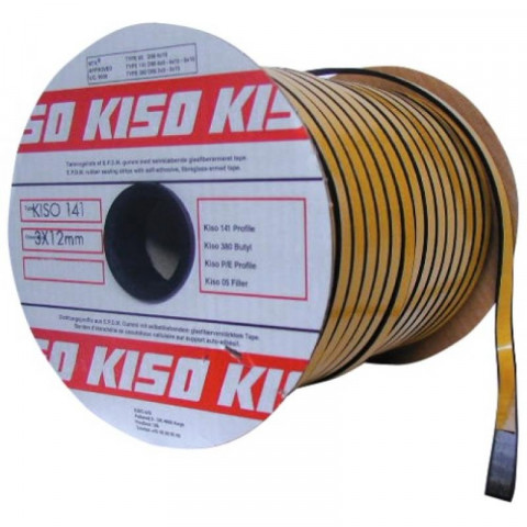 Joint d'étanchéité kiso 141 en epdm vitrage/châssis épaisseur 3 x largeur 15 mm en bobine de 100 ml coloris brun