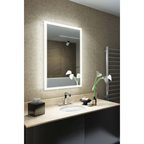 Miroir de salle de bain leana rasoir à cadre led avec anti-buée & capteur k841iv