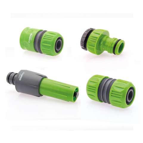 Kit arrosage 4 pieces diam 25-1" vito garden lance multi jet + nez de robinet + raccord rapide + embout raccord