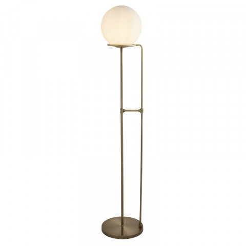 Lampadaire sphere, laiton antique et verre