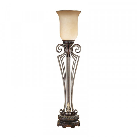 Lampe corinthia, bronze et verre ambre