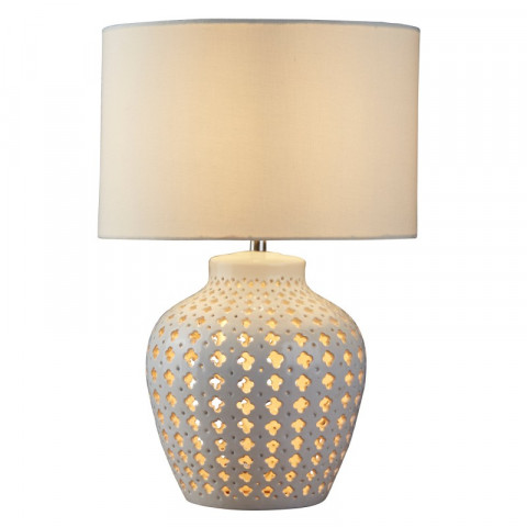 Lampe crochet, céramique, avec abat-jour
