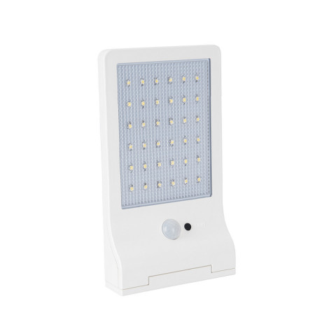 Lampe led solaire - applique blanc exterieure avec detecteur de mouvement aslo - 3w - 370 lumens - 6000k