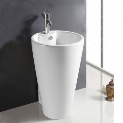 Lavabo totem rond - céramique blanc - 53x81 cm - star