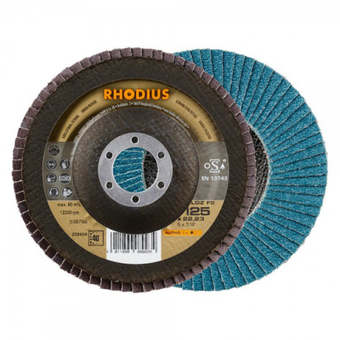 Disques à lamelles RHODIUS Inox LGZ F2 - Ø 125X22.23 - GR.40 - 209494