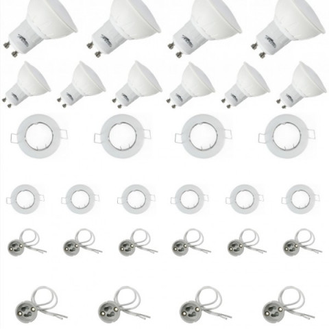Lot de 10 kits spot led gu10 5 watt (eq. 50 watt) - Couleur et support au choix