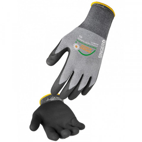 Lot de 5 gants manutention légère singer - milieux humides 3/4 enduit nitrile paume enduite sans picot jauge 15 - Taille au choix