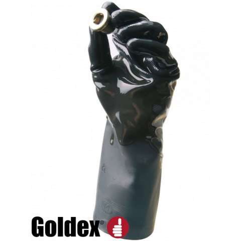 Lot de 5 gants protection chimique singer - 30cm néoprène floqué coton spécial entretien et milieux agressifs - Taille au choix