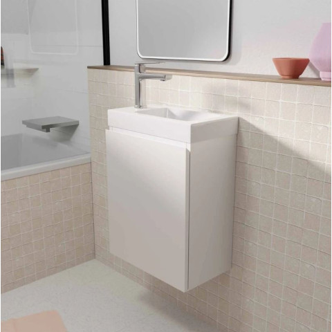 Meuble lave mains Blanc 40x50x22 cm avec vasque en SMC - ELEMENTARY Aurlane - LAV1038