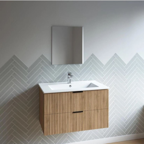 Meuble salle de bain simple vasque 60cm bois MDF ondulé - MILO Aurlane - LAV1031