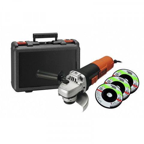 Meuleuse d'angle 115 mm kg911kac3 black & decker - 900w  - 3 disques offerts + mallette