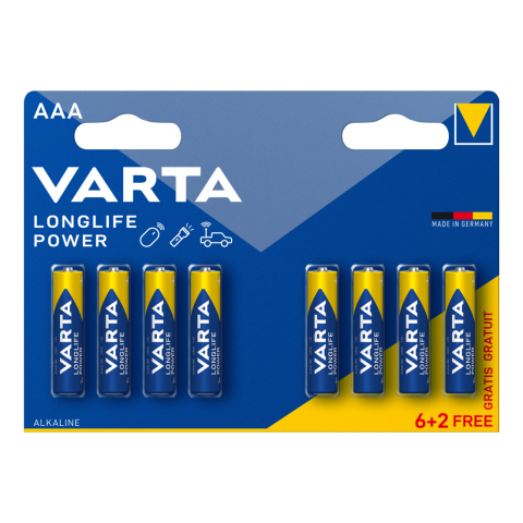 6+2 Piles alcalines LONGLIFE LR03 AAA VARTA - BRICODEAL - 546596