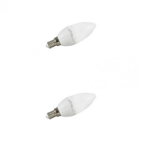 Lot de 2 ampoules led flamme e14 6 watt (eq. 40 watt) - 2700°k - couleur - blanc chaud 2700°k