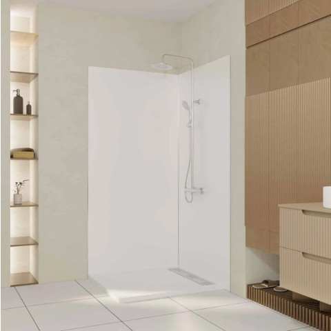 Pack 2 Panneaux muraux en aluminium blanc 100x210 cm + Profilés finition et angle Chrome WALL'IT Aurlane - PACP317