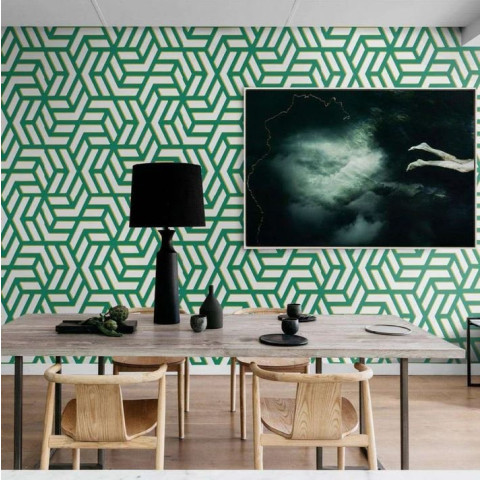 Papier peint géométrique vert - ELITIS++
